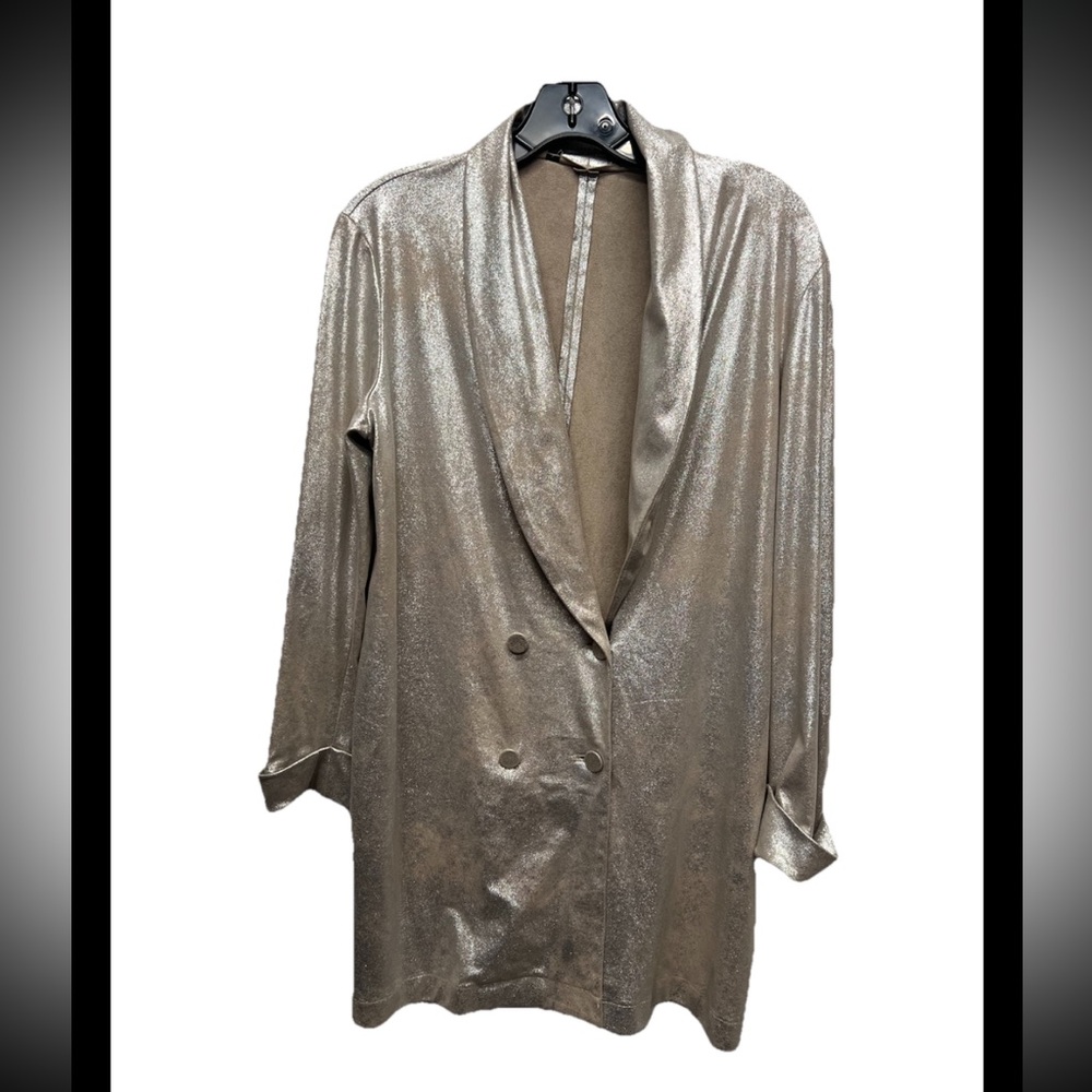 Metallic Double-Breasted Women's Coat